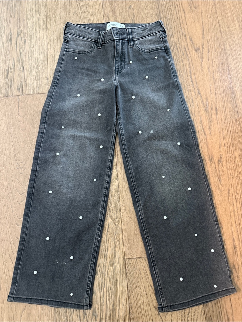*NWOT* abercrombie kids Black Wide-Leg Jeans with Pearl Studs